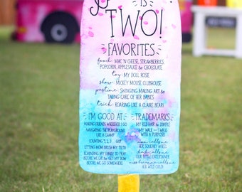 Birthday facts poster - Popsicle party - Popsicle milestone poster - Birthday stats - Ice cream party - First birthday - Second birthday