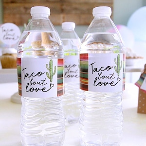 Taco Bout Love water bottle labels - Taco Bout A Baby - Fiesta party decor - Southwestern Serape - Cactus - Taco Party Shower - Customizable