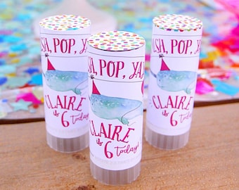 Confetti Popper sticker labels - Party Like a Narwhal - Party animals labels - Food labels - Birthday party - Customizable