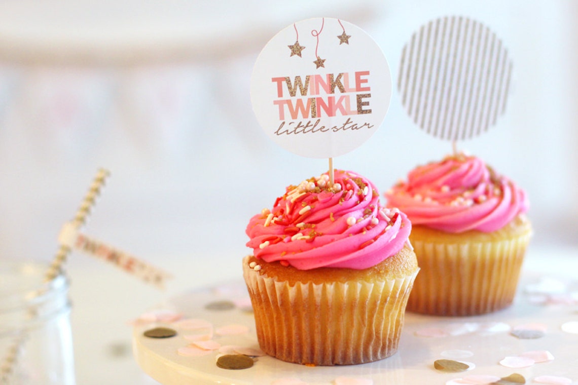 Printable Cupcake Toppers Party Circles Favor Tags Etsy