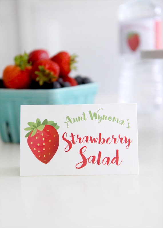 Printable Strawberry party food labels - Food tents - Buffet cards - Berry sweet birthday - Strawberry Bridal Baby shower - Customizable Il_570xn