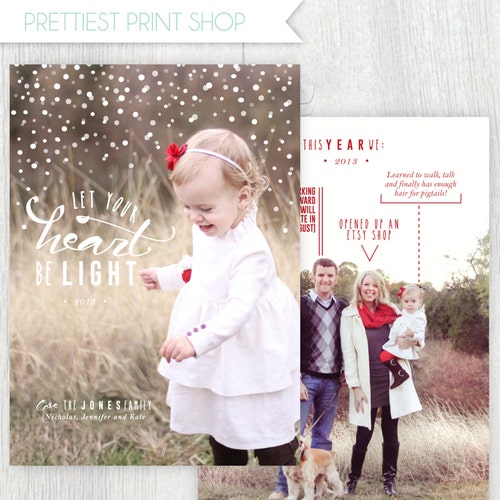 Printable Christmas Card With Photos Let Your Heart Be Light - Etsy