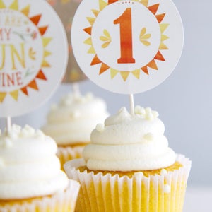 You are my Sunshine cupcake toppers Sunshine lemonade summer first birthday Bridal Baby shower party circles Customizable image 3