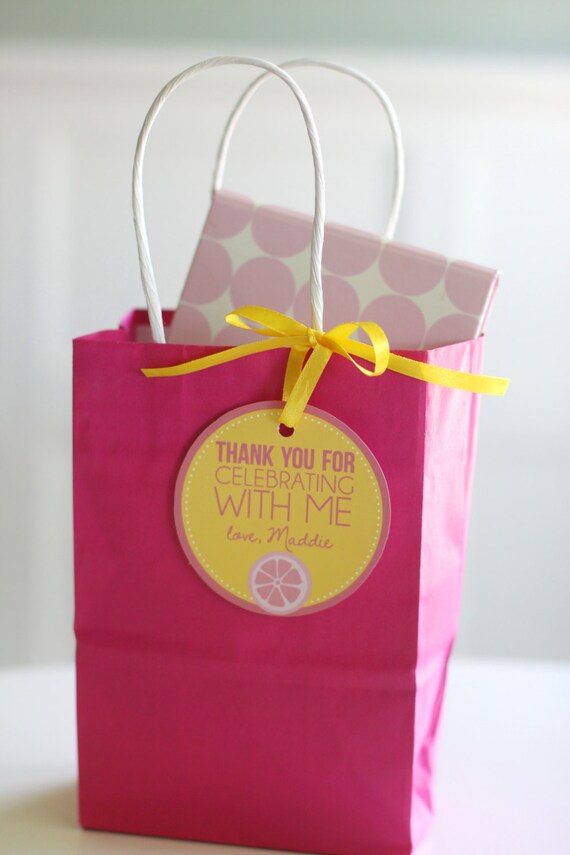 Gift Bag Labels Party Favor Labels Sunshine and Lemonade 