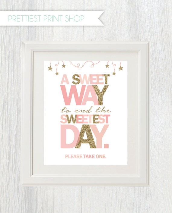 Printable party sign - Twinkle Twinkle Little Star - Pink and gold - Party favor sign - Sweet way to end sweetest day - Birthday - Shower Il_570xn