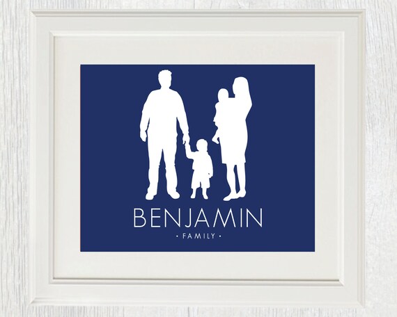 Printable Family Silhouette Print - Fathers Day gift - Children silhouettes - Couple silhouettes - Family - Christmas gift - Customizable Il_570xn