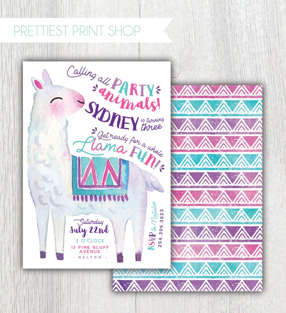 Printable Llama Birthday Invitation A Whole Llama Fun Llama Party ...