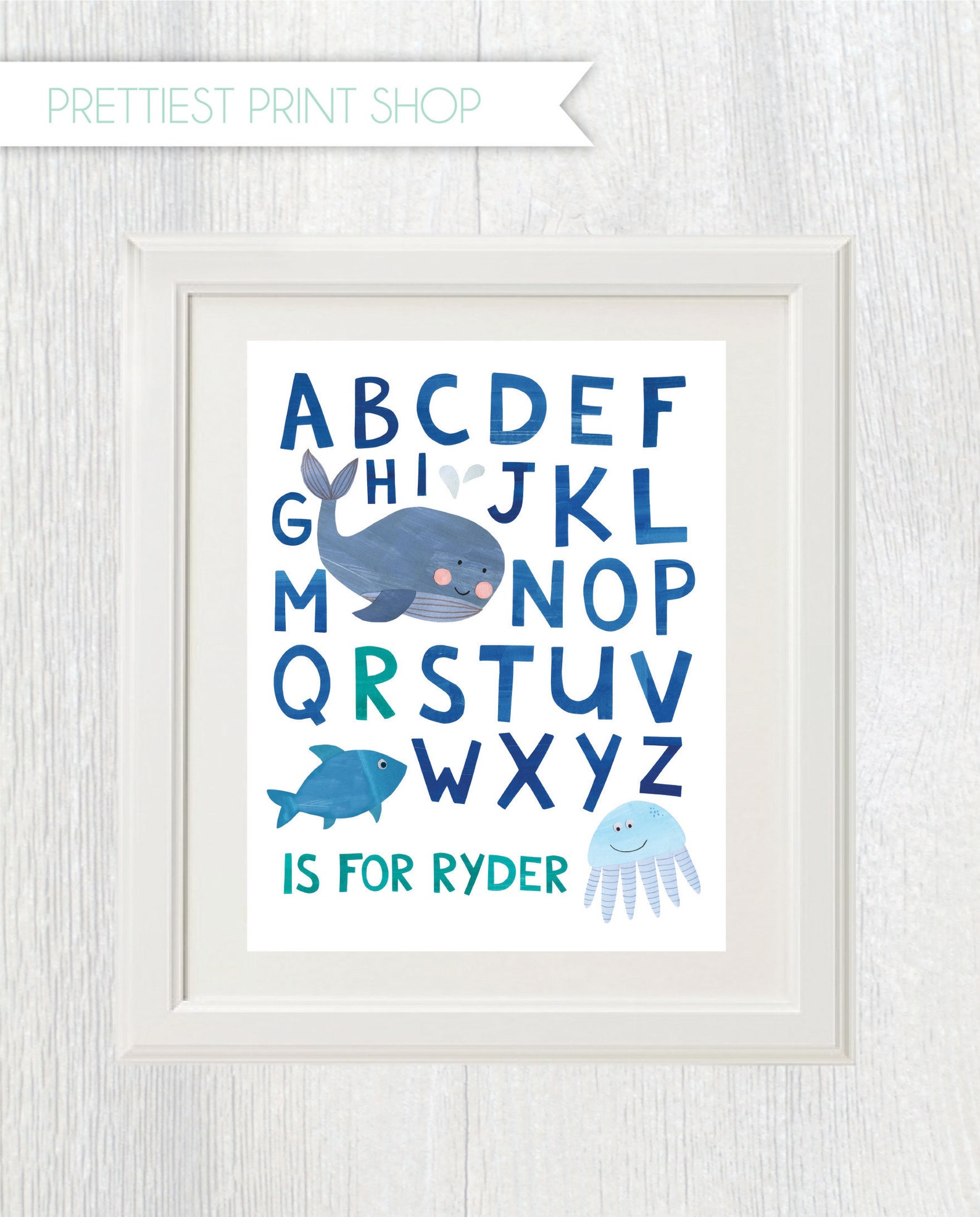 Printable Ocean Animals Alphabet Name Wall Art Nursery Art - Etsy