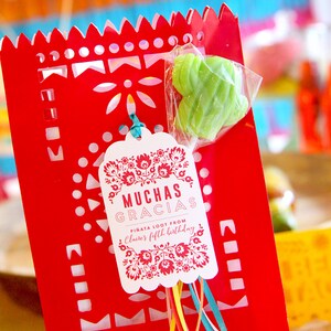 Fiesta favor tags Pink Cinco de Mayo party favor tags Mexican floral pattern Taco party Baby shower Bridal Shower Customizable image 3