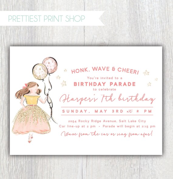 Social distancing birthday invitation - Birthday Parade invitation - Car Parade - Drive By Social distancing party - Customizable Il_570xn