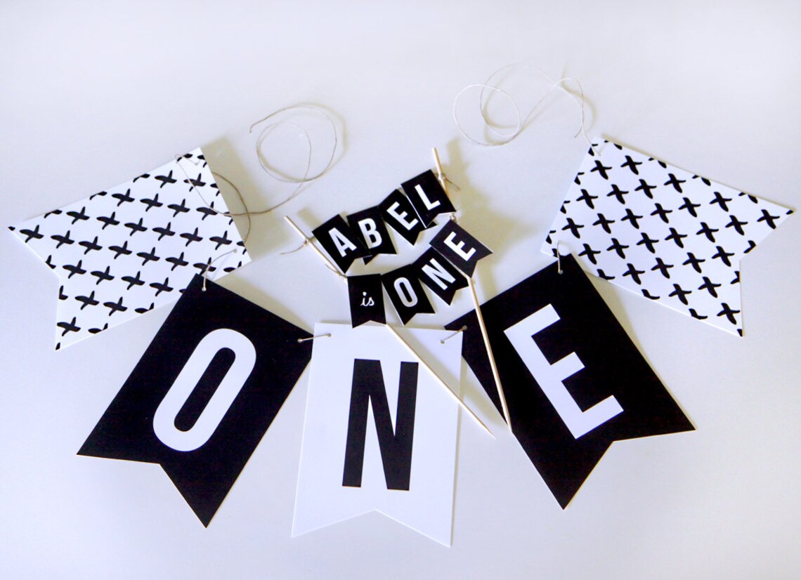 Printable Monochrome High Chair Banner One Pennant Banner - Etsy