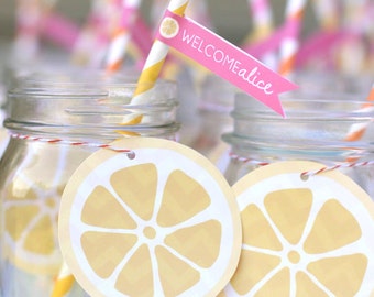 Printable lemon drink tag - Sunshine and Lemonade party - You are my sunshine  - Shower - Birthday party - Customizable