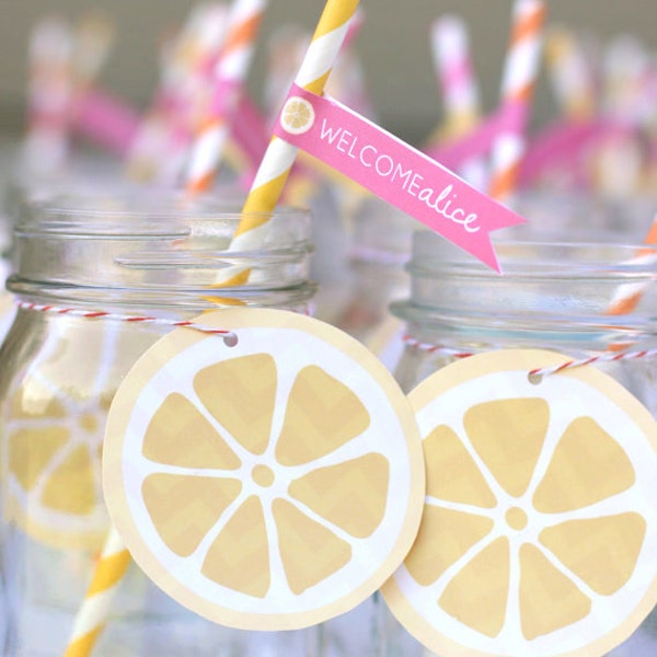 Printable lemon drink tag - Sunshine and Lemonade party - You are my sunshine  - Shower - Birthday party - Customizable