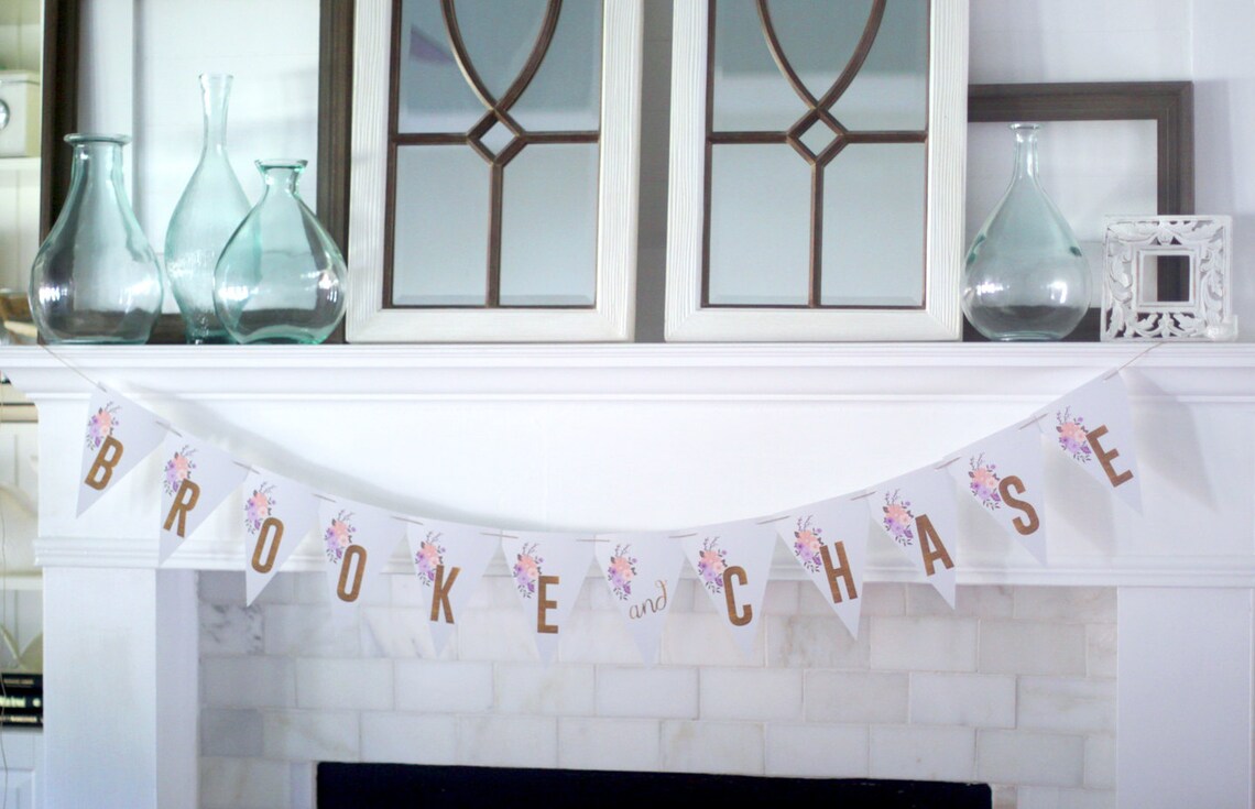 Printable Pennant Banner Bridal Shower Wedding Shower | Etsy