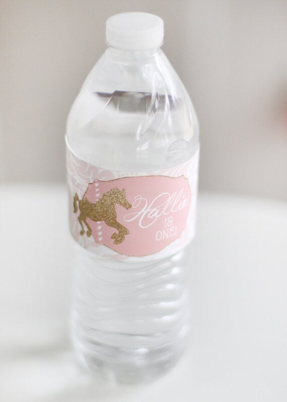 Etiquettes de petite bouteille personnalisées anniversaire rose or