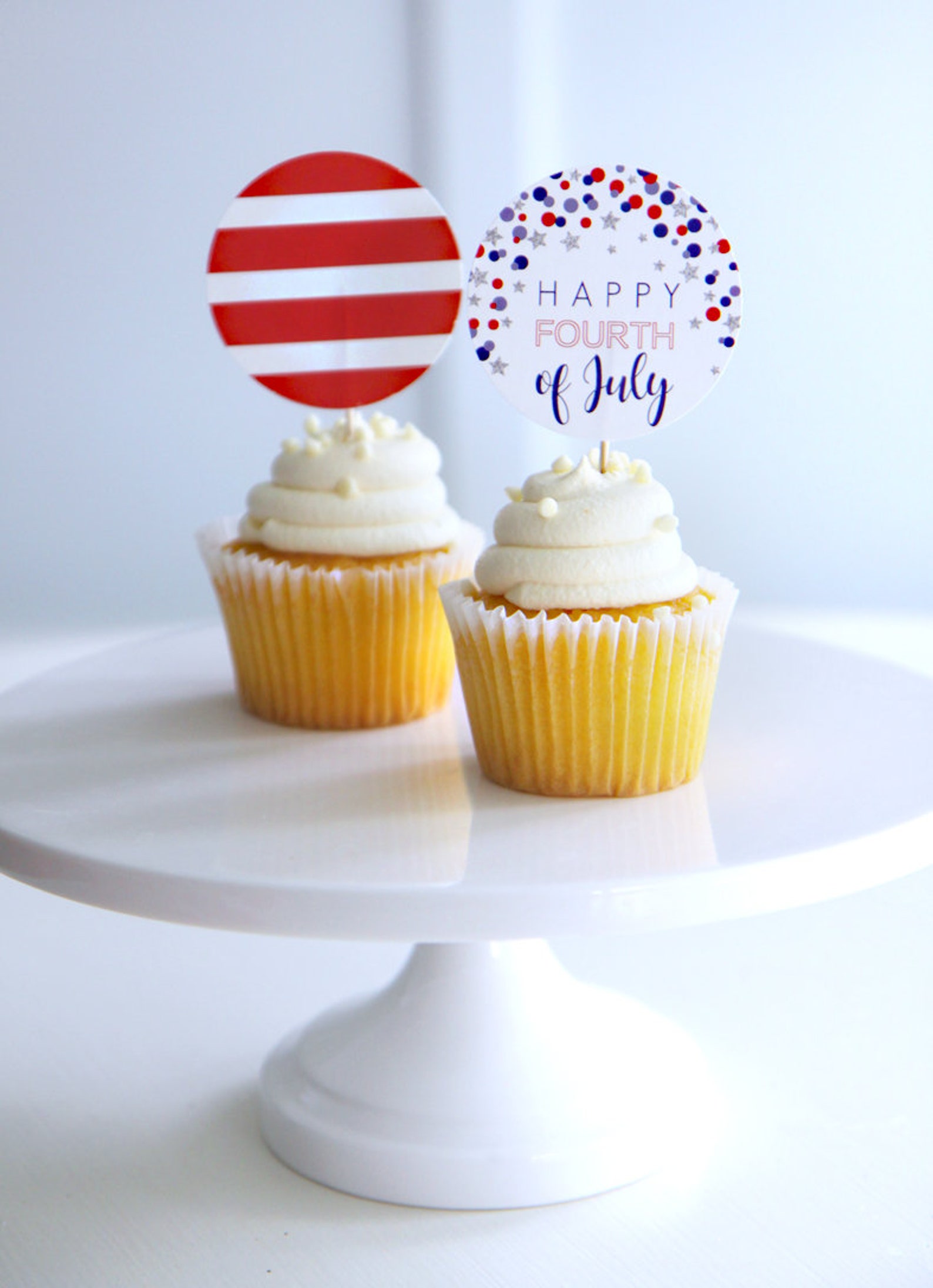 Printable Fourth of July Cupcake Toppers Party Circles - Etsy