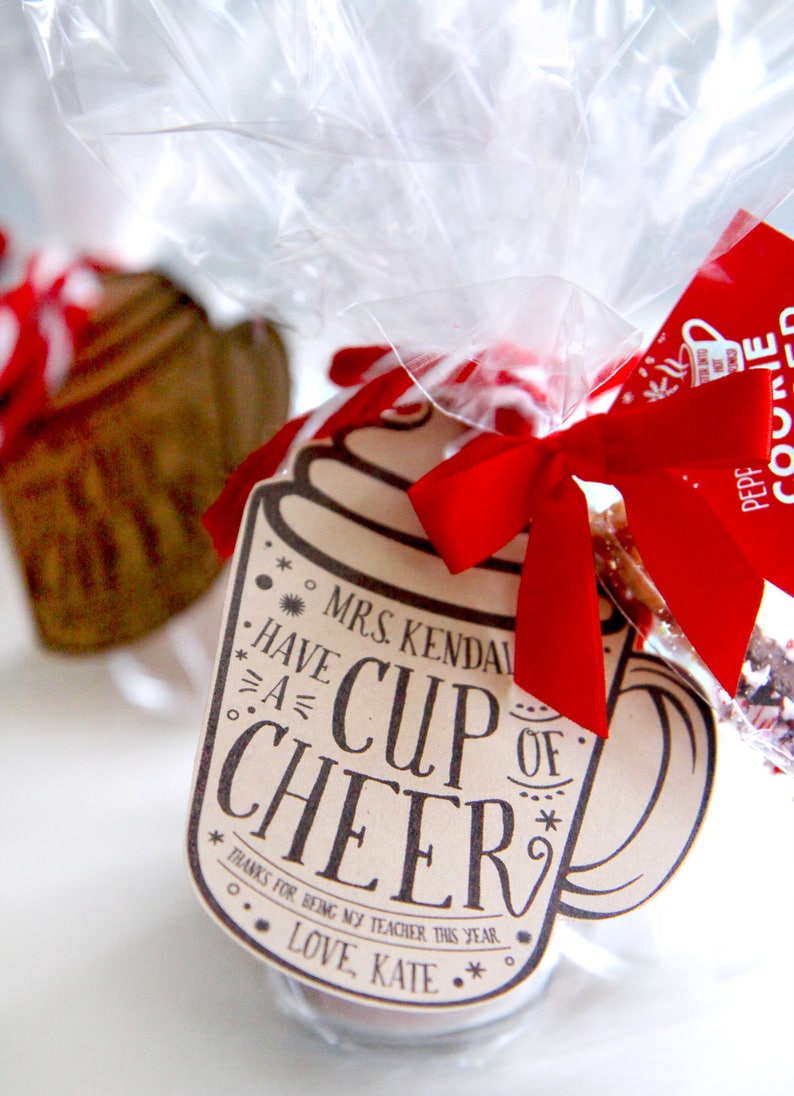 Teacher Christmas Gift Tag Cup of Cheer Coffee Mug Teacher | Etsy