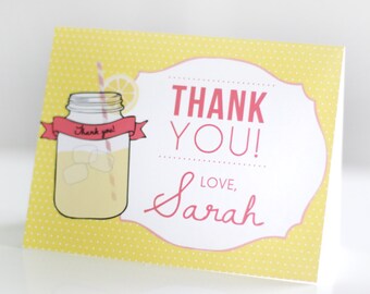 Printable thank you card - Sunshine and Lemonade party - First birthday - Child's party - Baby shower - Customizable