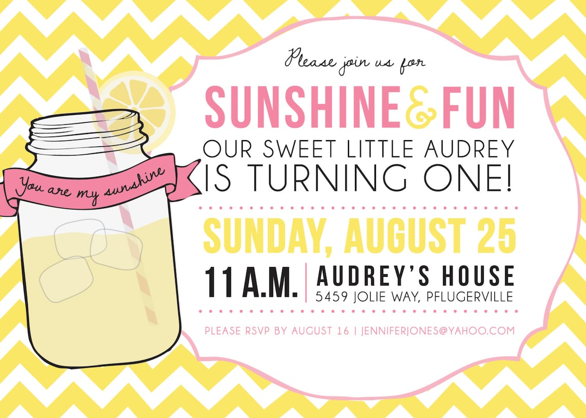 Printable Invitation Sunshine and Lemonade Invitation You | Etsy