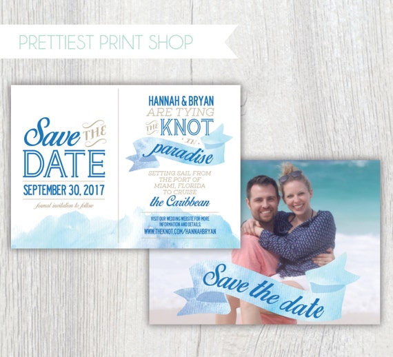 Printable Destination Wedding Save The Date With Photo Back