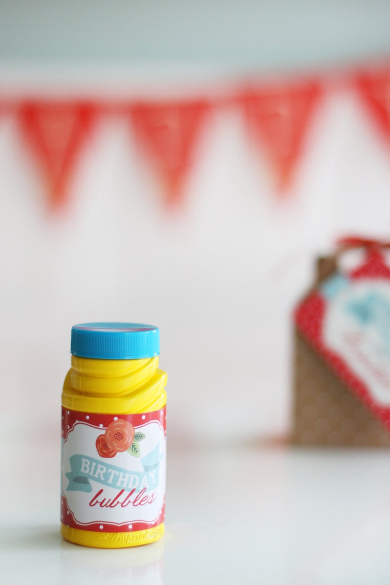 Printable Picnic Party Bubble Labels Party Favors Floral Etsy