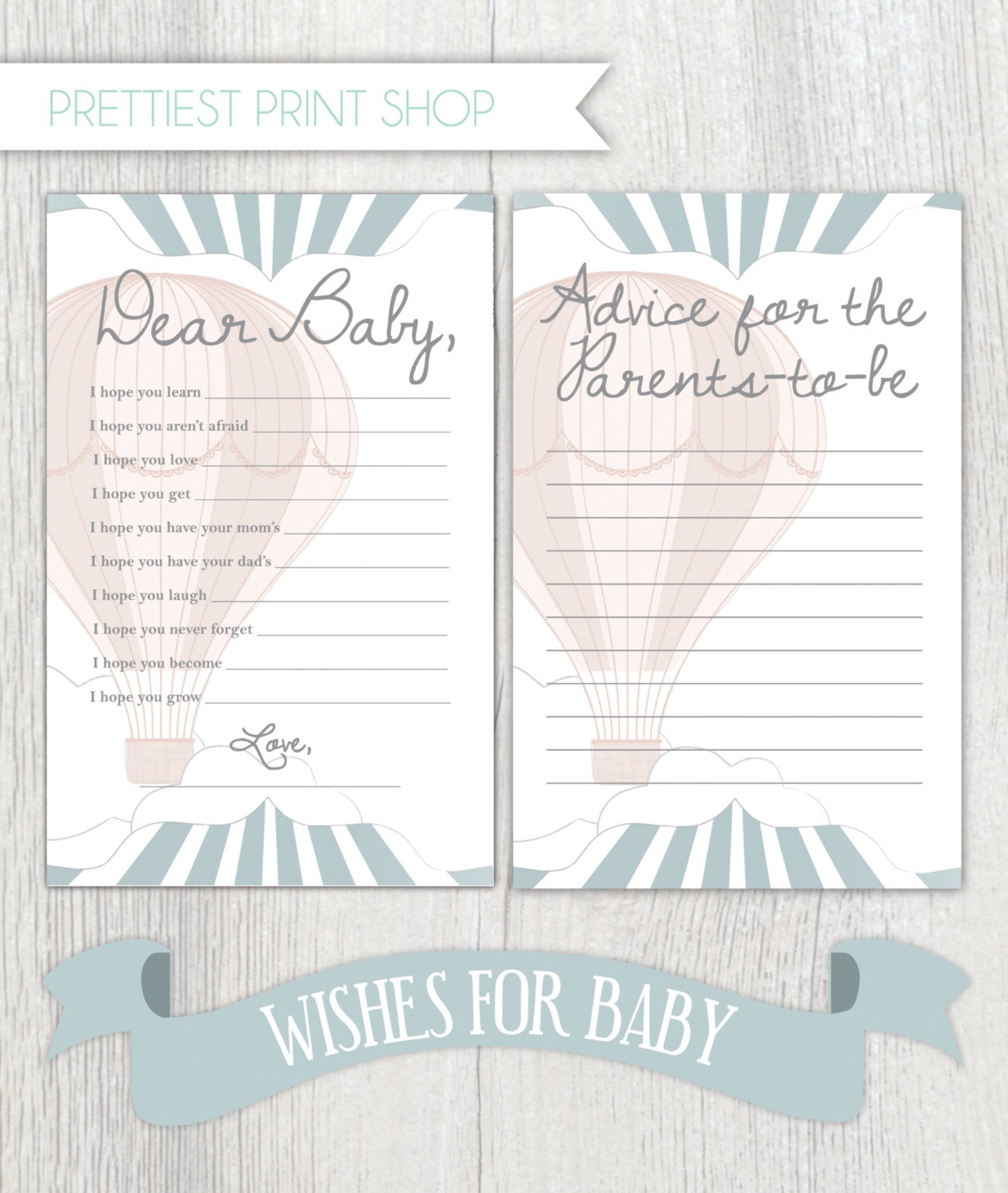Printable Baby Shower Sheets Hot Air Balloon Baby Shower - Etsy