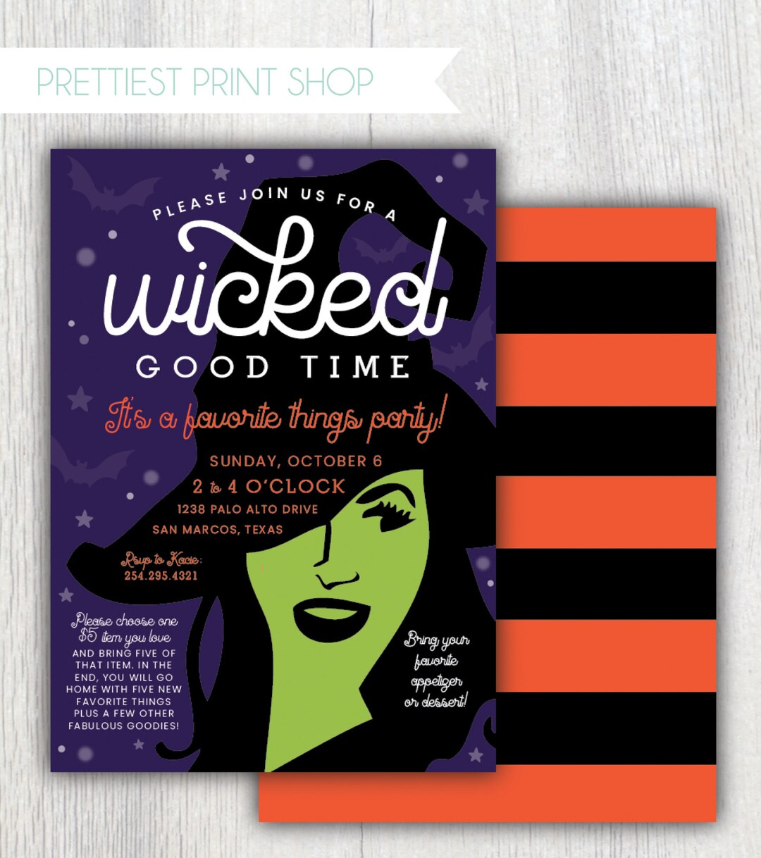 Printable Halloween Party Invitation Wicked Witch Favorite Things Party