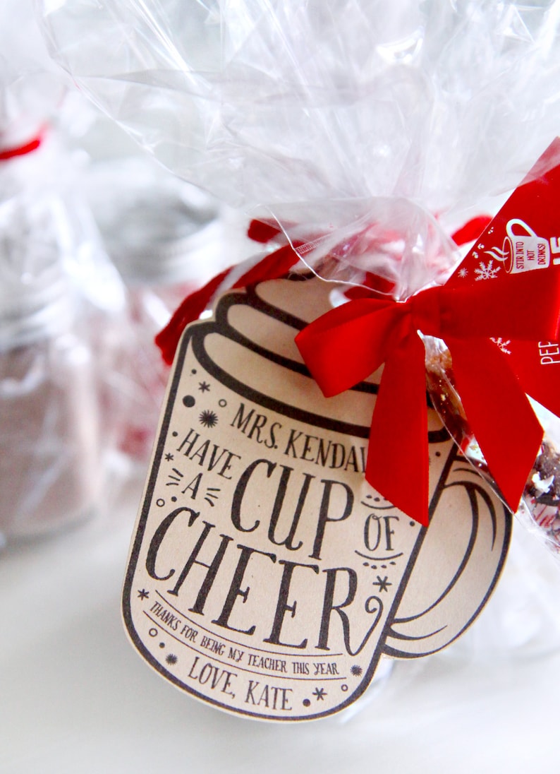Teacher Christmas Gift Tag Cup of Cheer Coffee Mug Teacher | Etsy