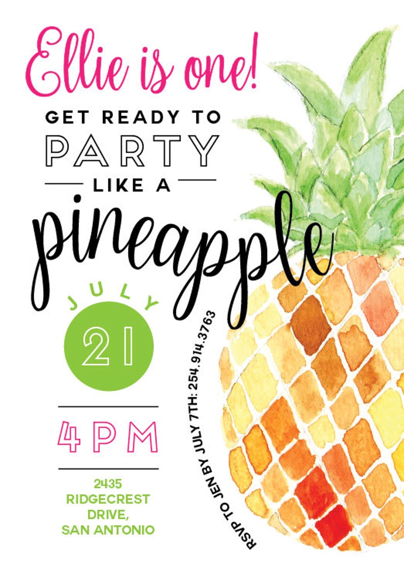 Printable Pineapple Invitation Party Like a Pineapple - Etsy