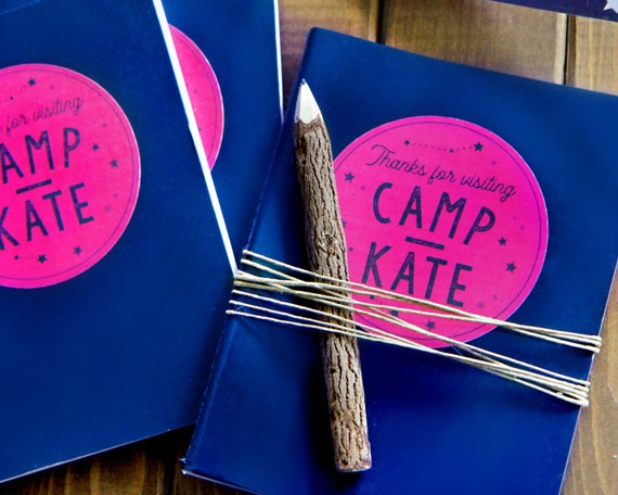 Camping party favor tags - Stickers - Camp party labels - Under the stars - Tent Campfire Campout - Glamping Il_570xn