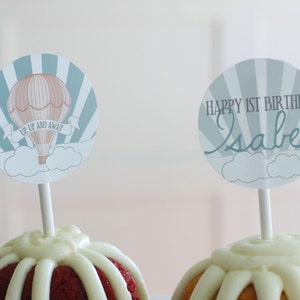 Printable Cupcake Toppers Hot Air Balloon Party Child's Party Baby ...