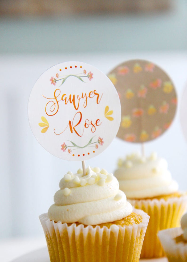 You are my Sunshine cupcake toppers Sunshine lemonade summer first birthday Bridal Baby shower party circles Customizable image 2