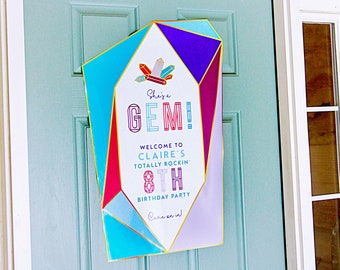 She's a Gem welcome sign - Gemstone party - Modern Geometric - Diamond Geology party - Jewel tones- Rock party - Totally Rockin - Geologist