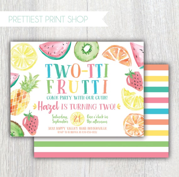 Printable Twotti Frutti invitation Tropical fruit Pastels Watermelon