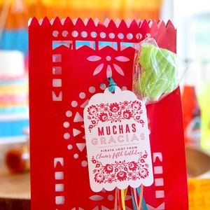 Fiesta favor tags Pink Cinco de Mayo party favor tags Mexican floral pattern Taco party Baby shower Bridal Shower Customizable image 6