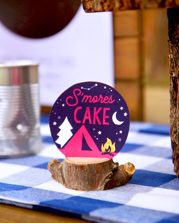 Printable Camping party food labels - Buffet cards - Under the stars movie night camp - Moon Constellations Tent Campfire Campout Glamping Il_570xn