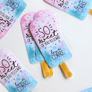 Popsicle favor tags Thank you tags Two cool Ice cream birthday party Shower Summer Popsicle party Customizable printable tags image 2