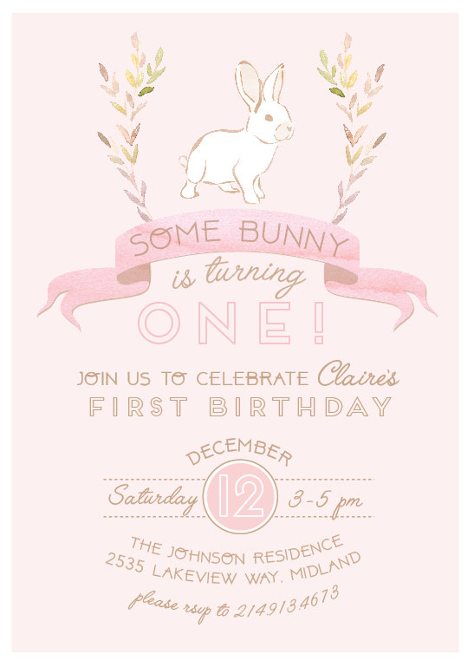 Printable Bunny Birthday Invitation Some Bunny is Turning | Etsy
