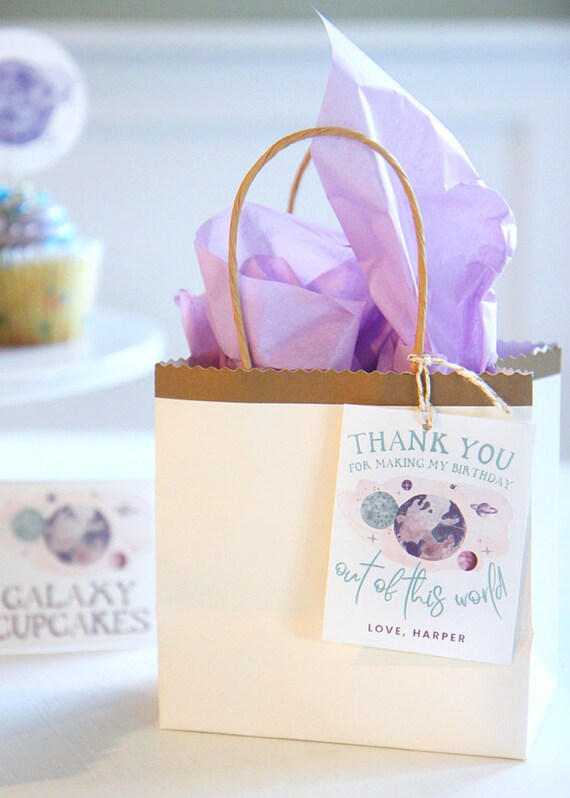Outer space favor tags - First trip around the sun birthday party - Out of this world - constellations planets galaxy - Customizable Il_570xn