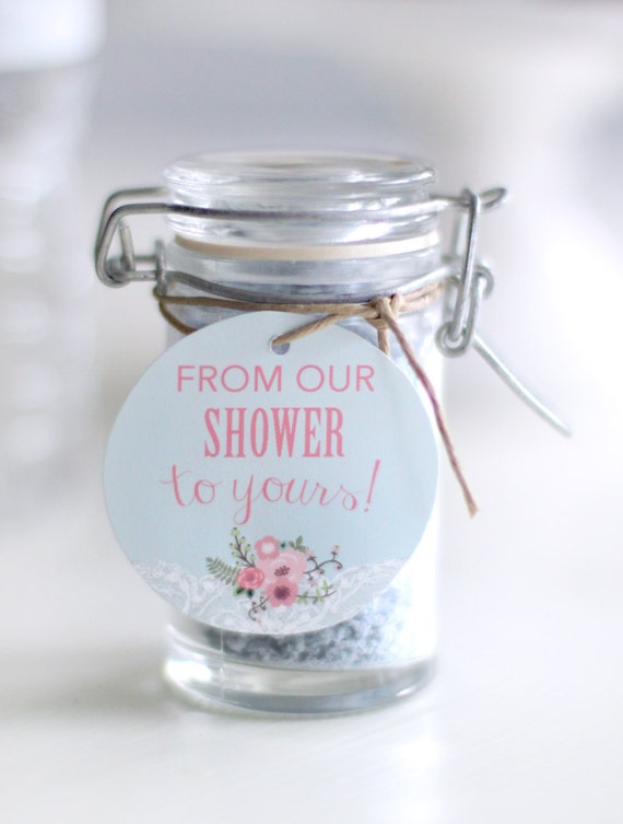 Printable baby shower favor tag - Floral and Lace - From our shower to yours - Pink and mint - Baby shower - Baby girl shower - Gift tag Il_570xn