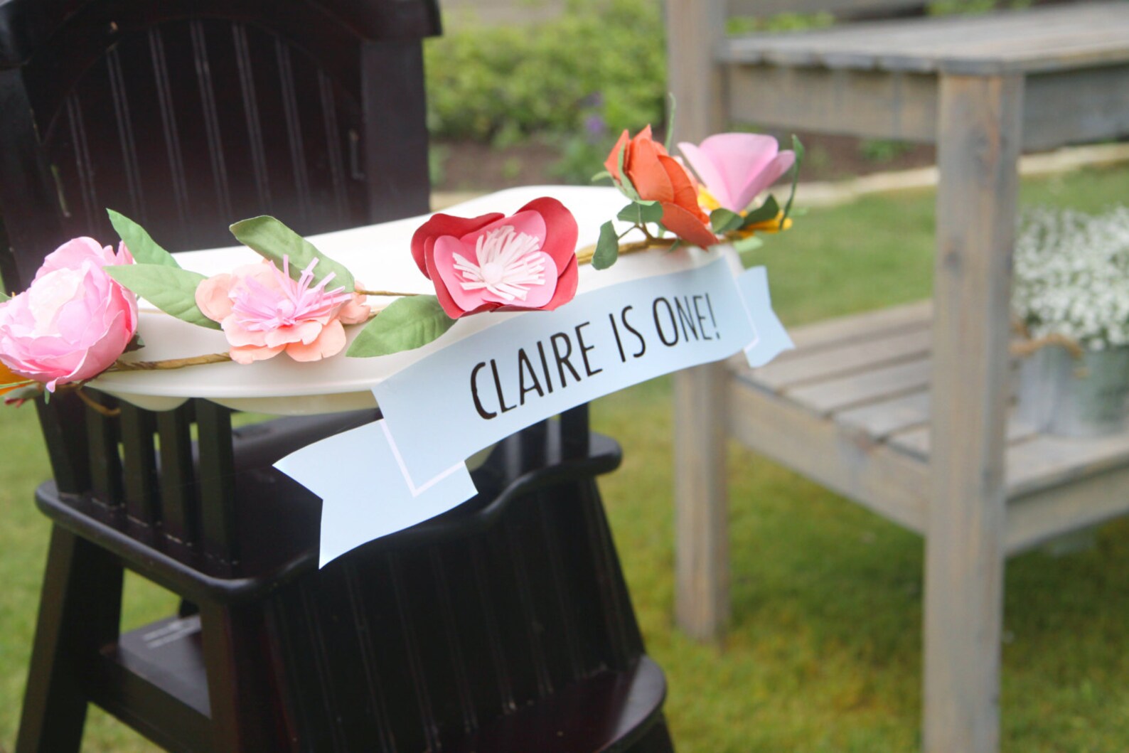 Printable High Chair Banner First Birthday Banner Garden - Etsy