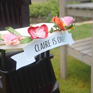 Printable High Chair Banner First Birthday Banner Garden Party Birthday ...