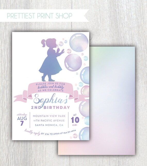 Printable bubbles birthday invitation Bubbles and Brunch Girl
