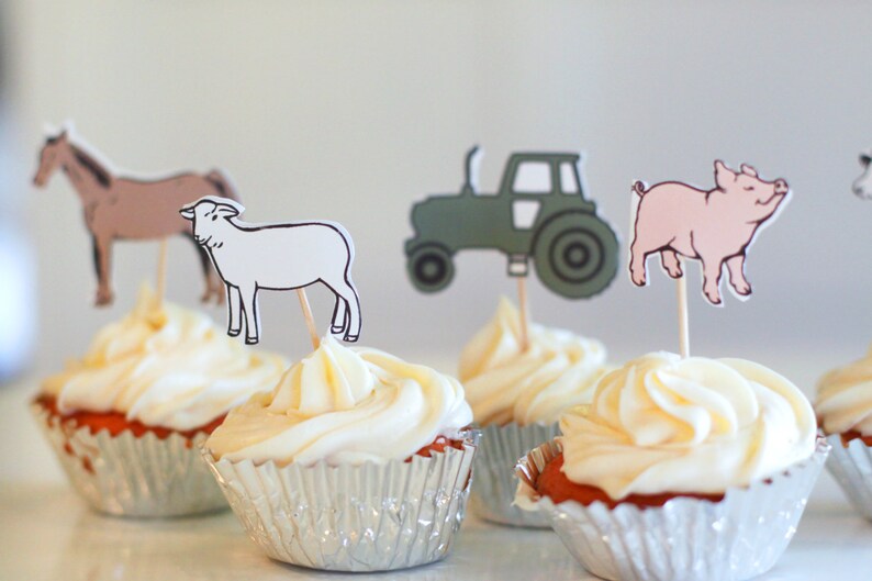 Printable Cupcake Toppers Farm Animals Party Tractor Party - Etsy