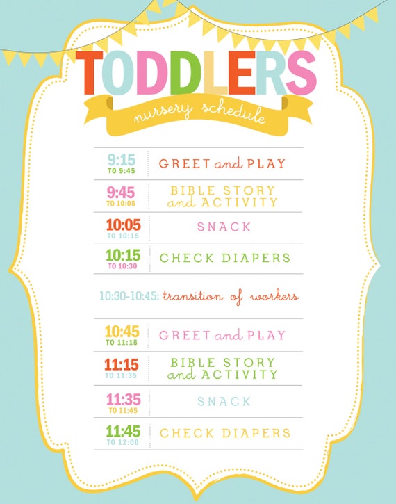 Printable Nursery Or Classroom Schedule Daycare Church Nursery