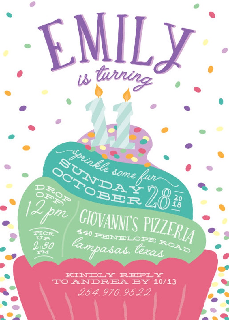 Printable Cupcake Invitation Confetti Sprinkles Cupcake - Etsy