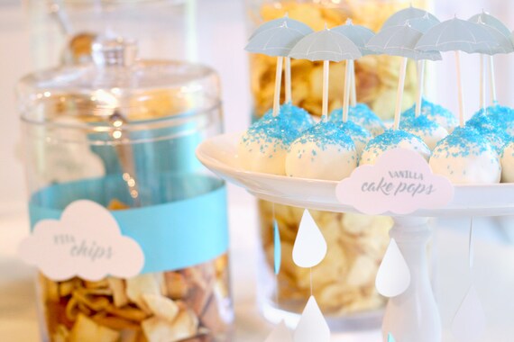 Printable Umbrella Toppers Showered With Love Baby Shower Cake