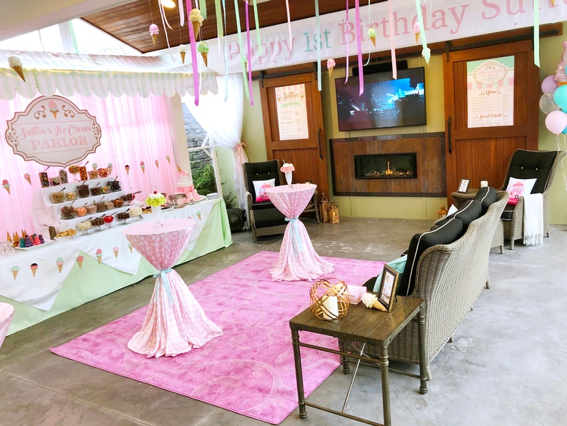 Printable Ice Cream Parlor menu Sweet Shop Pink Mint Ice cream Custom party menu Ice cream shop birthday party Customizable image 2