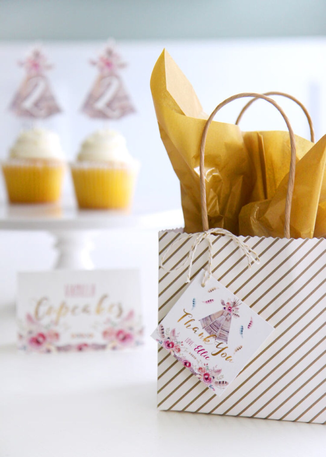 Printable Teepee Favor Tags Bohemian Floral Teepee Tribal Party Thank ...