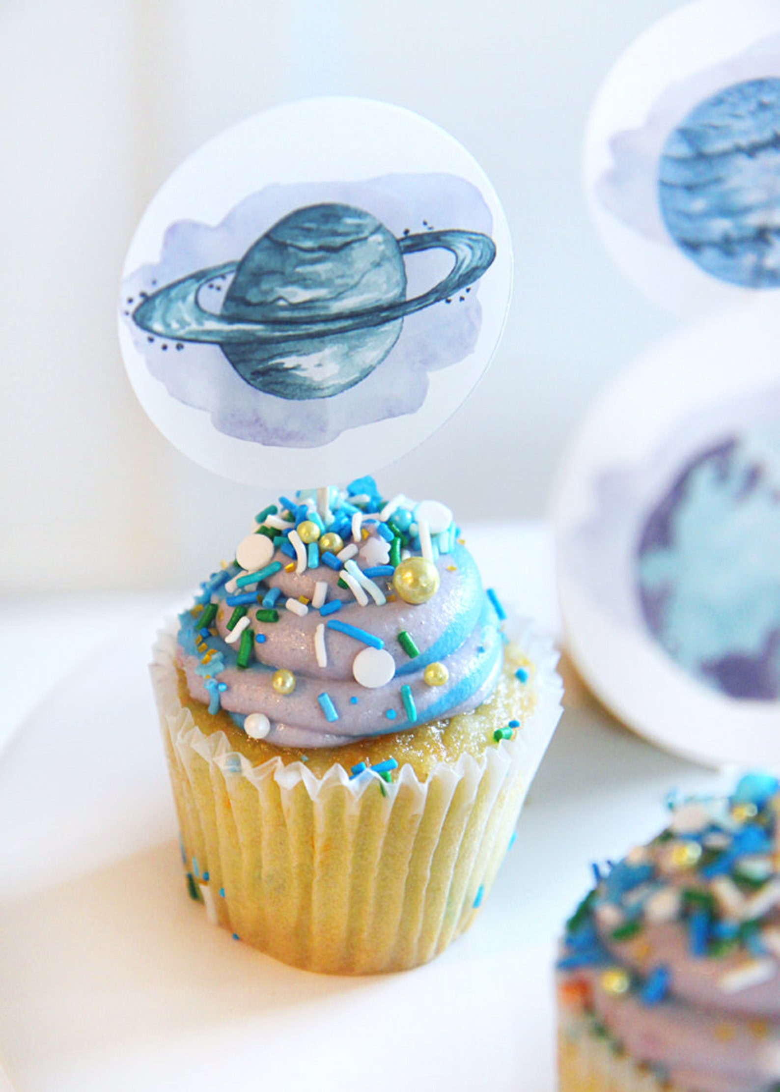 Outer Space Birthday Cupcake Toppers First Trip Around the Etsy Canada